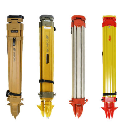 Αλουμινένιο κράμα μασίφ ξύλινο τρίποδο ολικού σταθμού μηχανικής τοπογραφίας αντικραδασμική τηλεσκοπική στήριξη