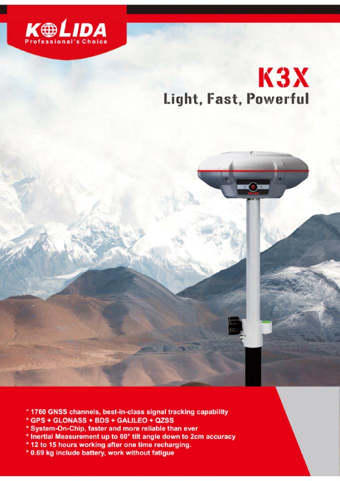 1760 κανάλια Kolida K3 RTK Εξεταστικό εξοπλισμό GPS υψηλής ακρίβειας 1